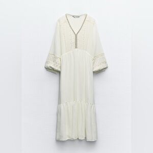 ZARA EMBROIDERED MAXI DRESS